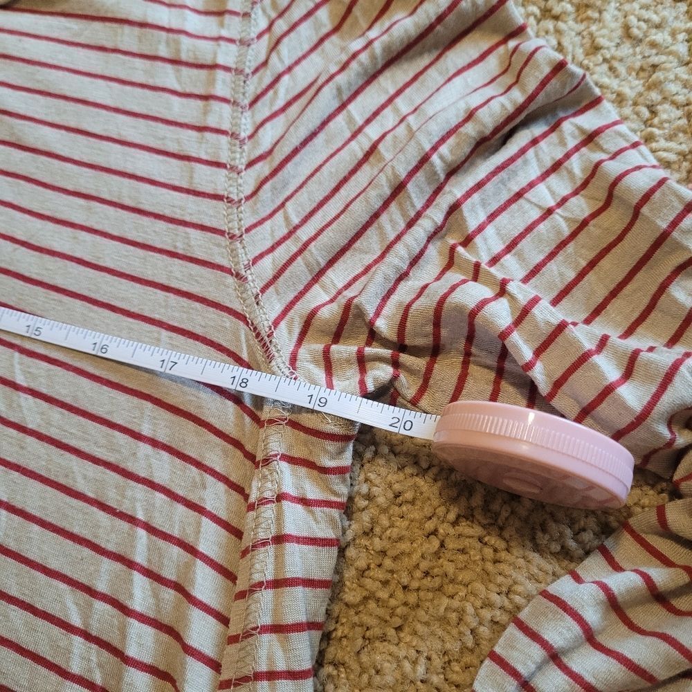 We The Free Womens T-Shirt Beige Red Stripe 3/4 Sleeve Medium Boho - Picture 10 of 15